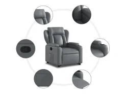 Outlet Poltrona Confortável | Poltrona reclinável elevatória couro artificial SHL744491 Cinzento