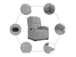 Clearance Poltrona Confortável | Poltrona reclinável elevatória veludo cinza-claro SHL49211 Cinzento