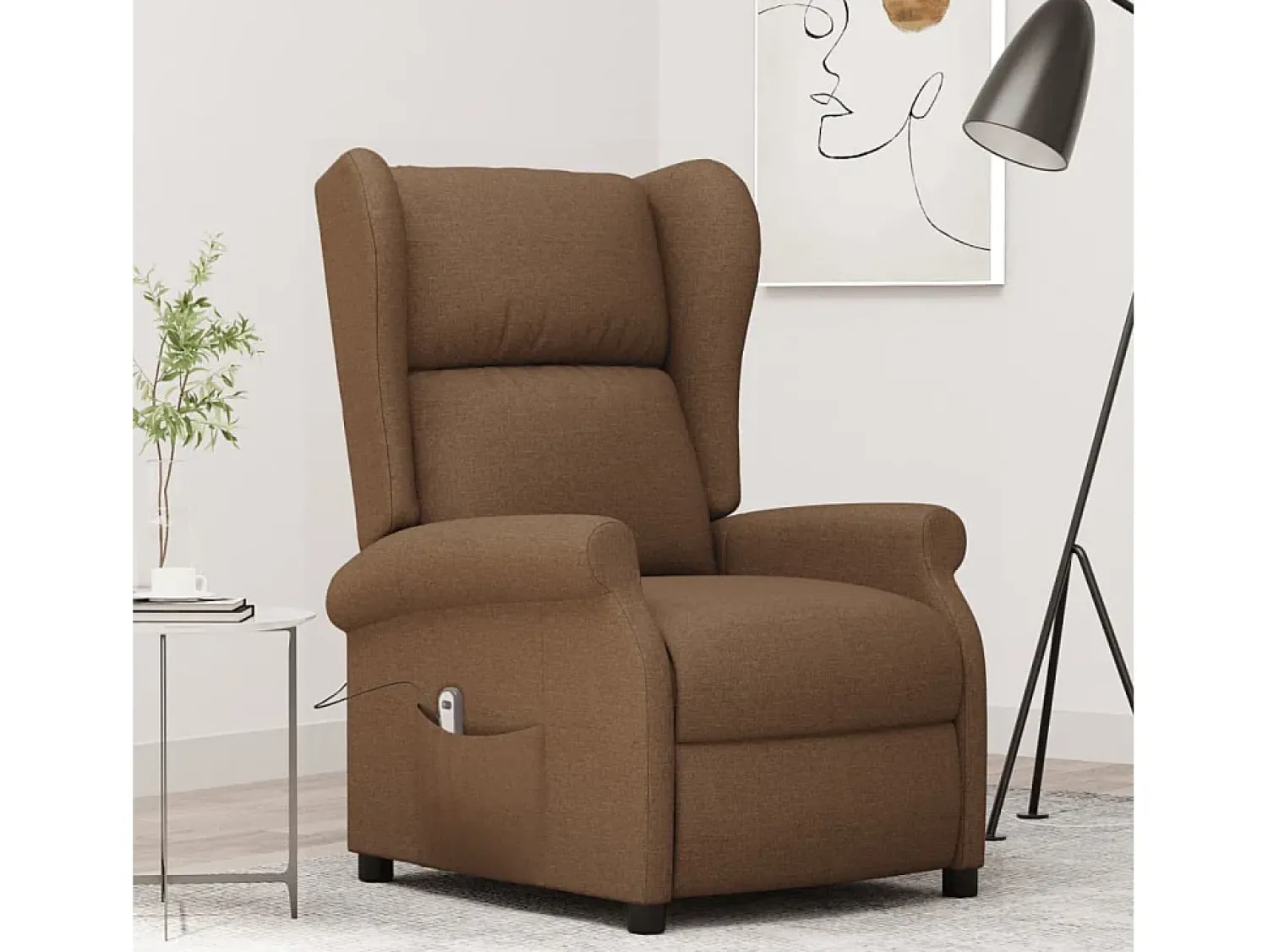 Poltrona* Poltrona Confortável | Poltrona reclinável elétrica tecido cor SHL24443 Castanho