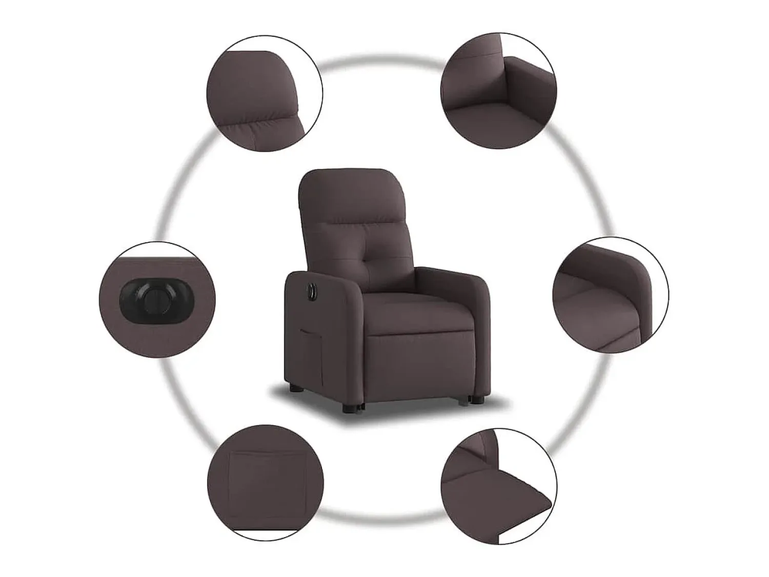 Clearance Poltrona Confortável | Poltrona reclinável elevatória elétrica tecido -escuro SHL986511 Castanho