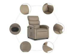 Poltrona| Poltrona Confortável | Poltrona reclinável elevatória elétrica couro artif. cappuccino SHL154814 Castanho