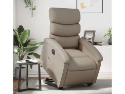 Poltrona| Poltrona Confortável | Poltrona reclinável elevatória elétrica couro artif. cappuccino SHL154814 Castanho