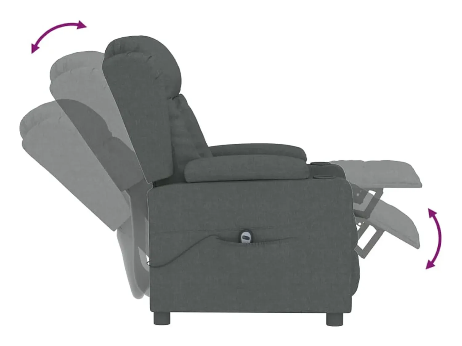 Poltrona Confortável | Poltrona reclinável elétrica tecido cinzento-escuro SHL661821^ Poltrona