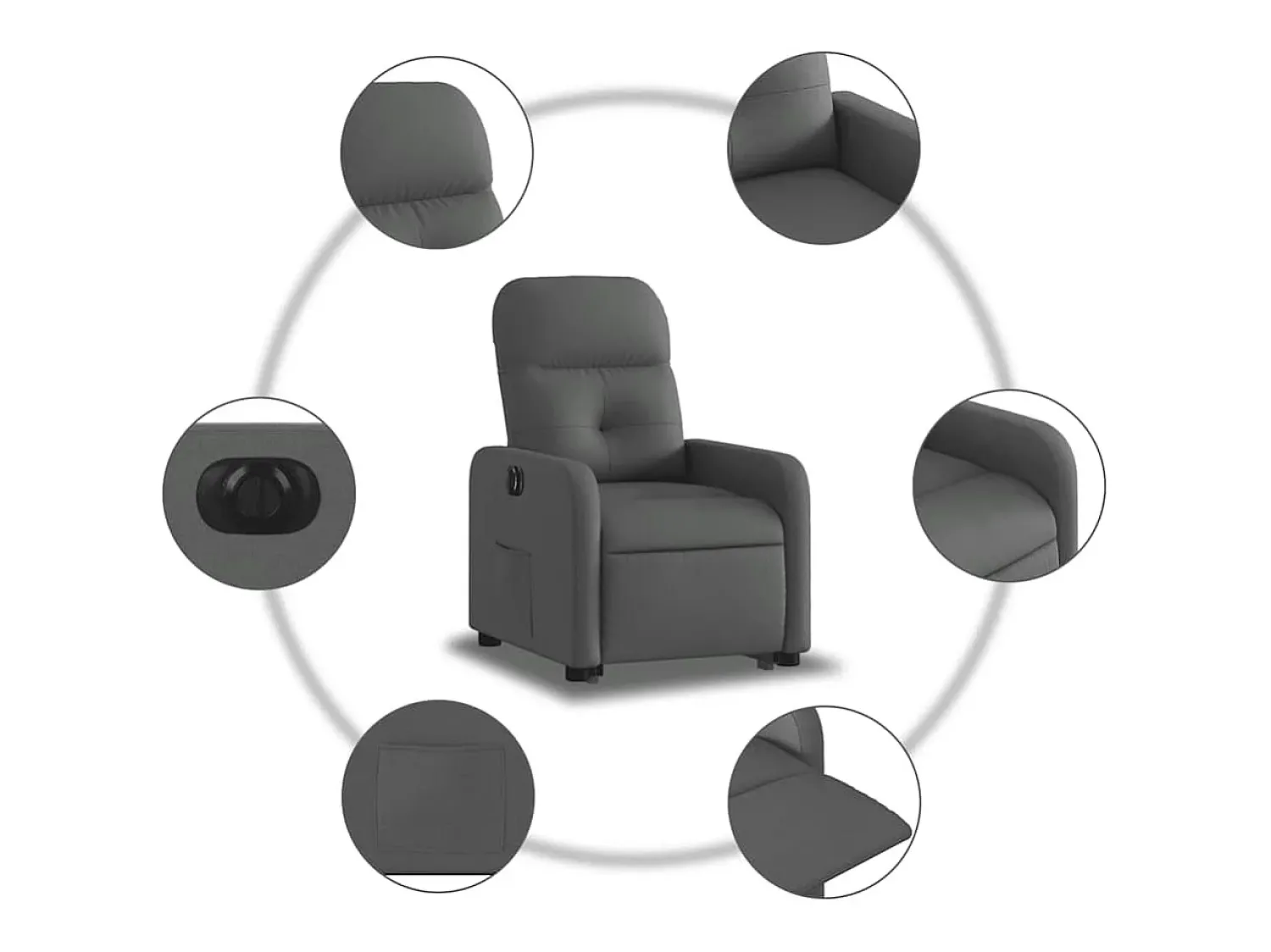 Poltrona* Poltrona Confortável | Poltrona reclinável elevatória elétrica tecido cinzento-escuro SHL914728 Cinza antracite