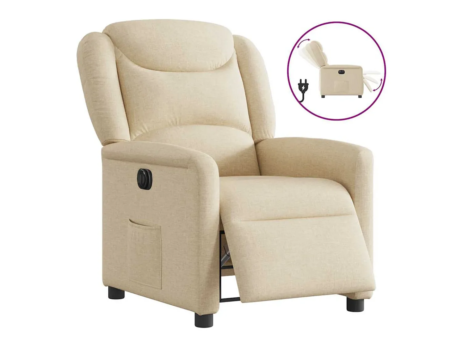 Poltrona* Poltrona Confortável | Poltrona reclinável elétrica tecido cor SHL550521 Creme