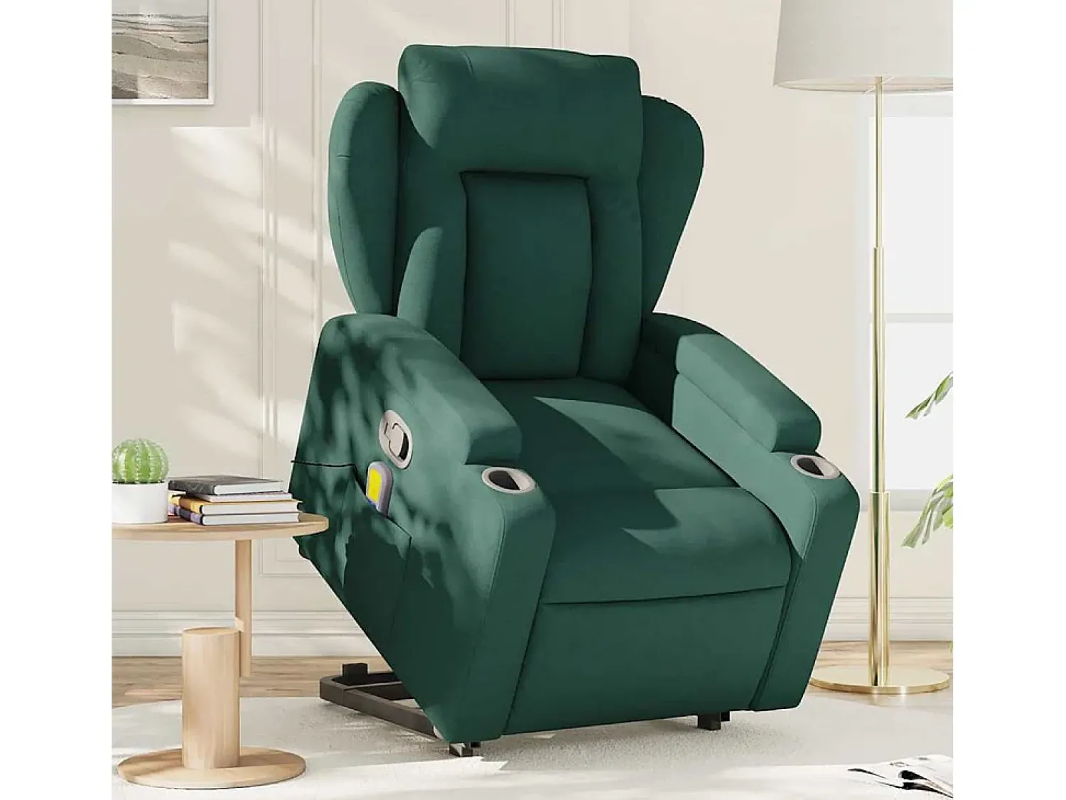 Poltrona* Poltrona Confortável | Poltrona reclinável elevatória de massagens tecido verde-escuro SHL919554 Verde pinho