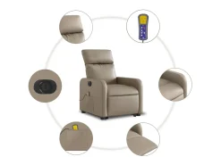 Poltrona| Poltrona Confortável | Poltrona reclinável elevatória elétrica couro artif. cappuccino SHL228471 Castanho