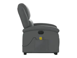Poltrona Confortável | Poltrona reclinável elevatória elétrica couro artificial cinza SHL621223 Cinzento