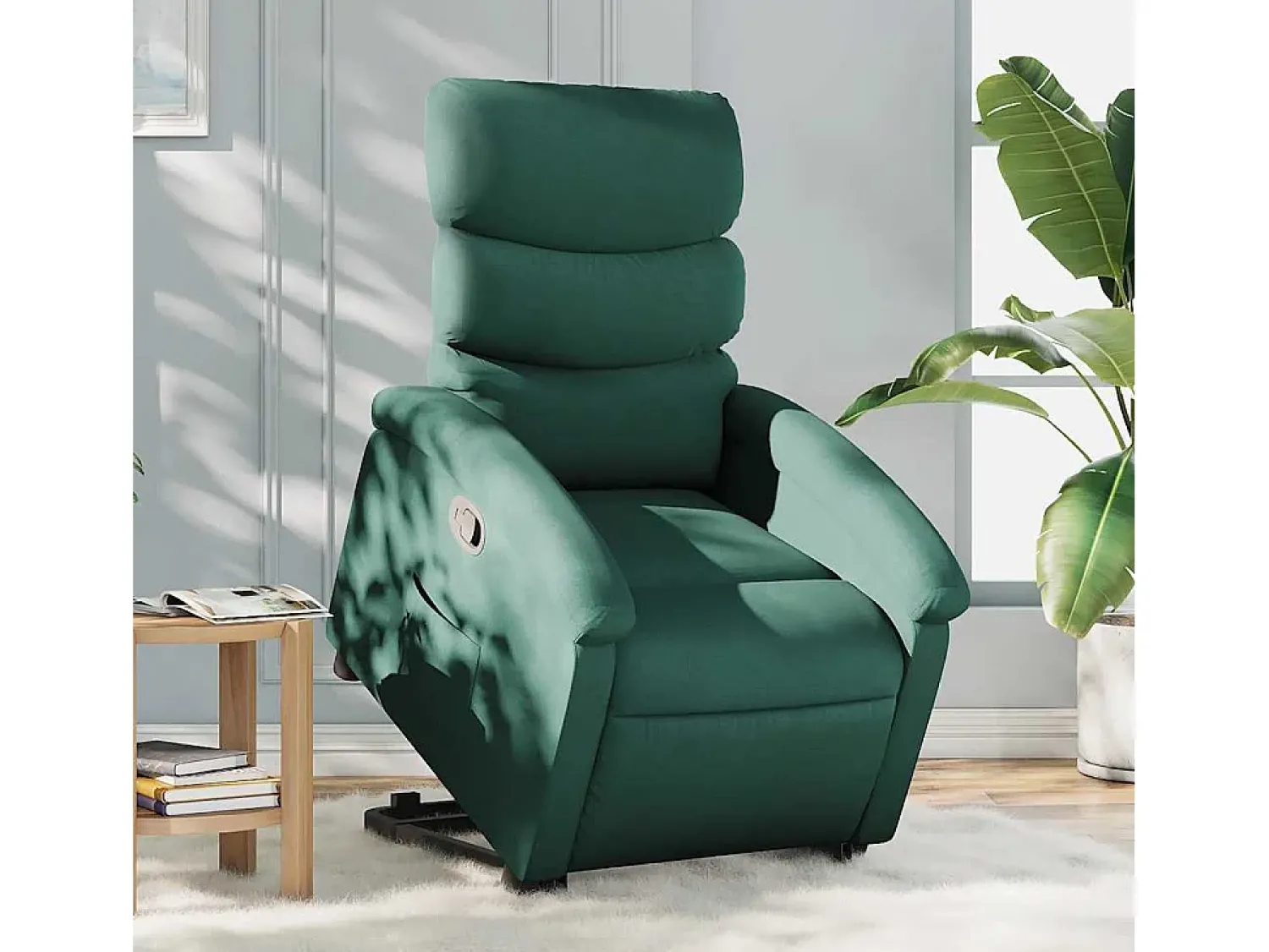 Clearance Poltrona Confortável | Poltrona reclinável elevatória tecido verde-escuro SHL107117 Verde pinho