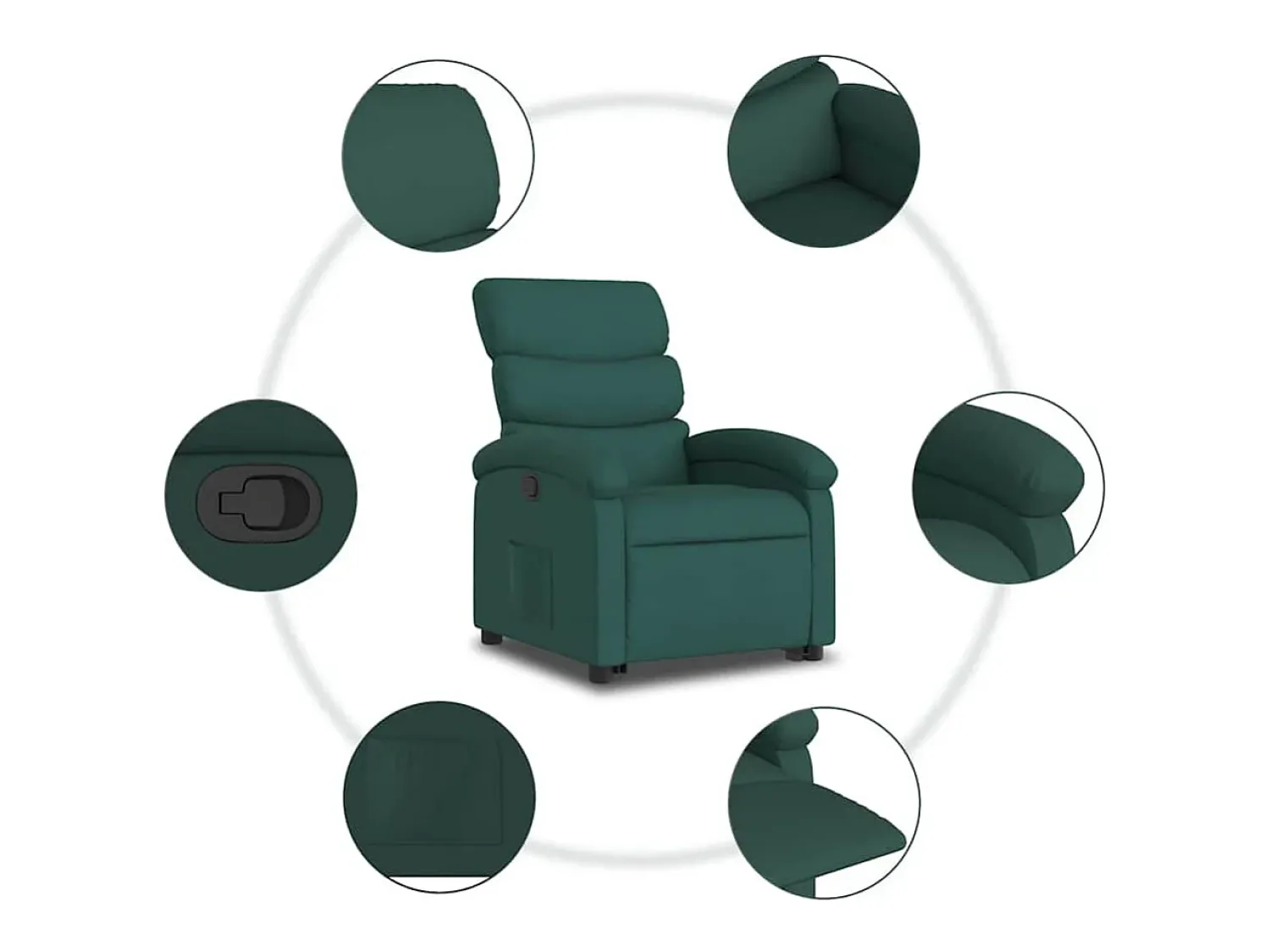 Clearance Poltrona Confortável | Poltrona reclinável elevatória tecido verde-escuro SHL107117 Verde pinho