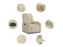 Poltrona Confortável | Poltrona reclinável elevatória tecido cor SHL157455 Creme
