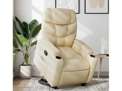 Poltrona Confortável | Poltrona reclinável elevatória tecido cor SHL157455 Creme