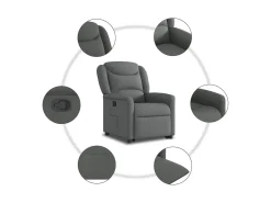 Poltrona Confortável | Poltrona reclinável elevatória tecido cinzento-escuro SHL71926^ Poltrona