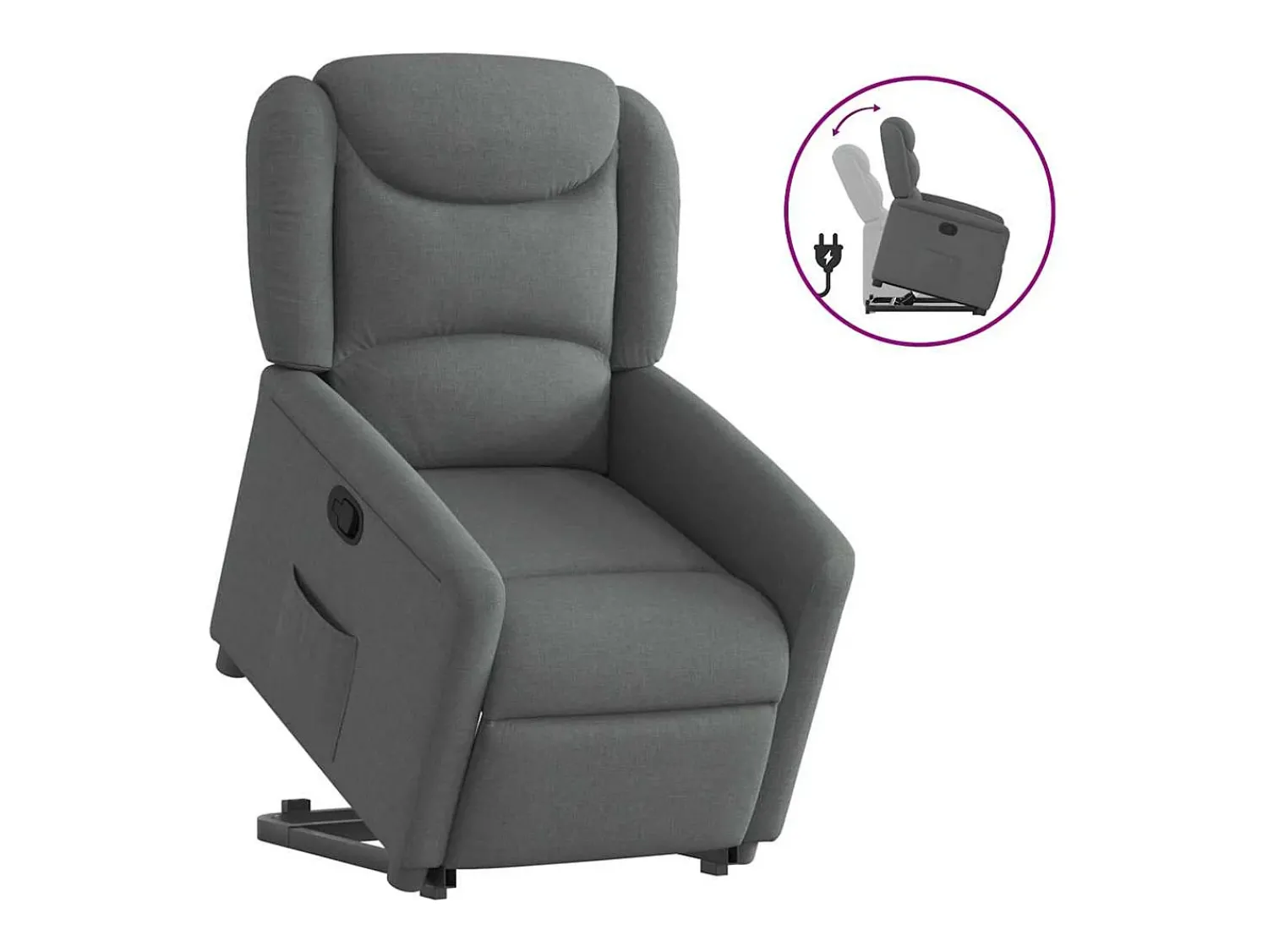 Poltrona Confortável | Poltrona reclinável elevatória tecido cinzento-escuro SHL71926^ Poltrona