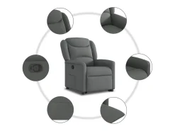 Poltrona Confortável | Poltrona reclinável elevatória tecido cinzento-escuro SHL71926^ Poltrona