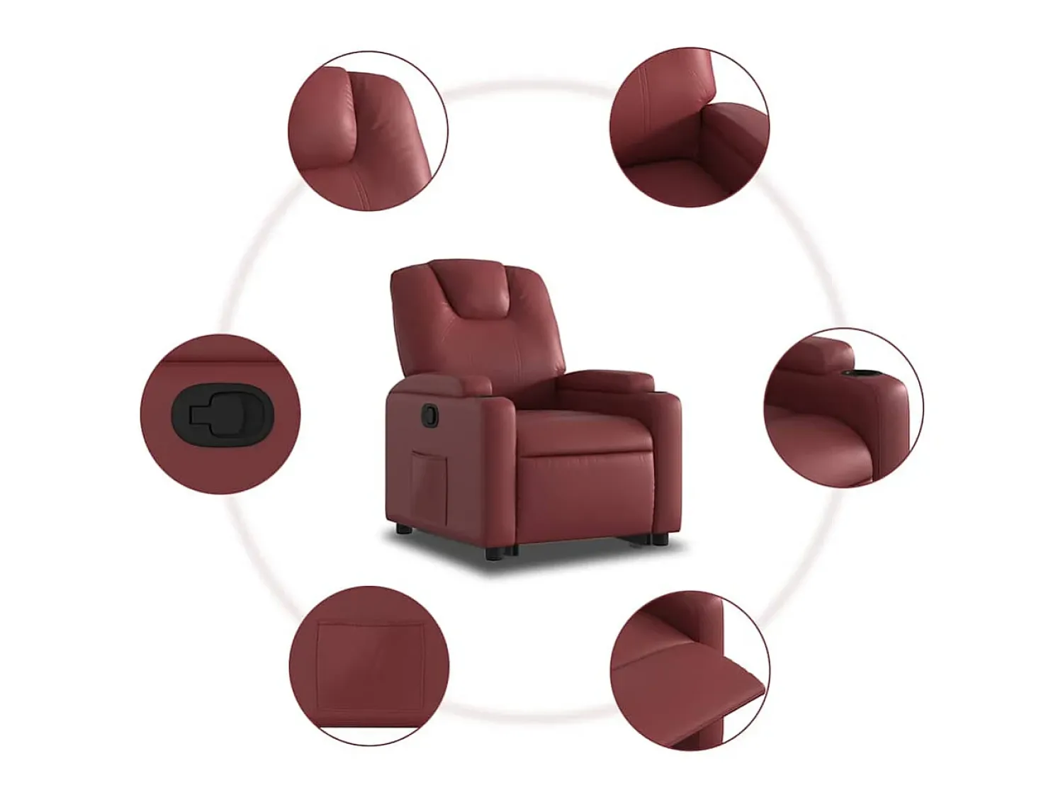 Poltrona* Poltrona Confortável | Poltrona reclinável elevatória couro artificial tinto SHL53598 Vermelho