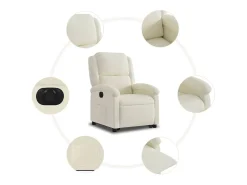 Poltrona* Poltrona Confortável | Poltrona reclinável elevatória elétrica veludo SHL642510 Creme