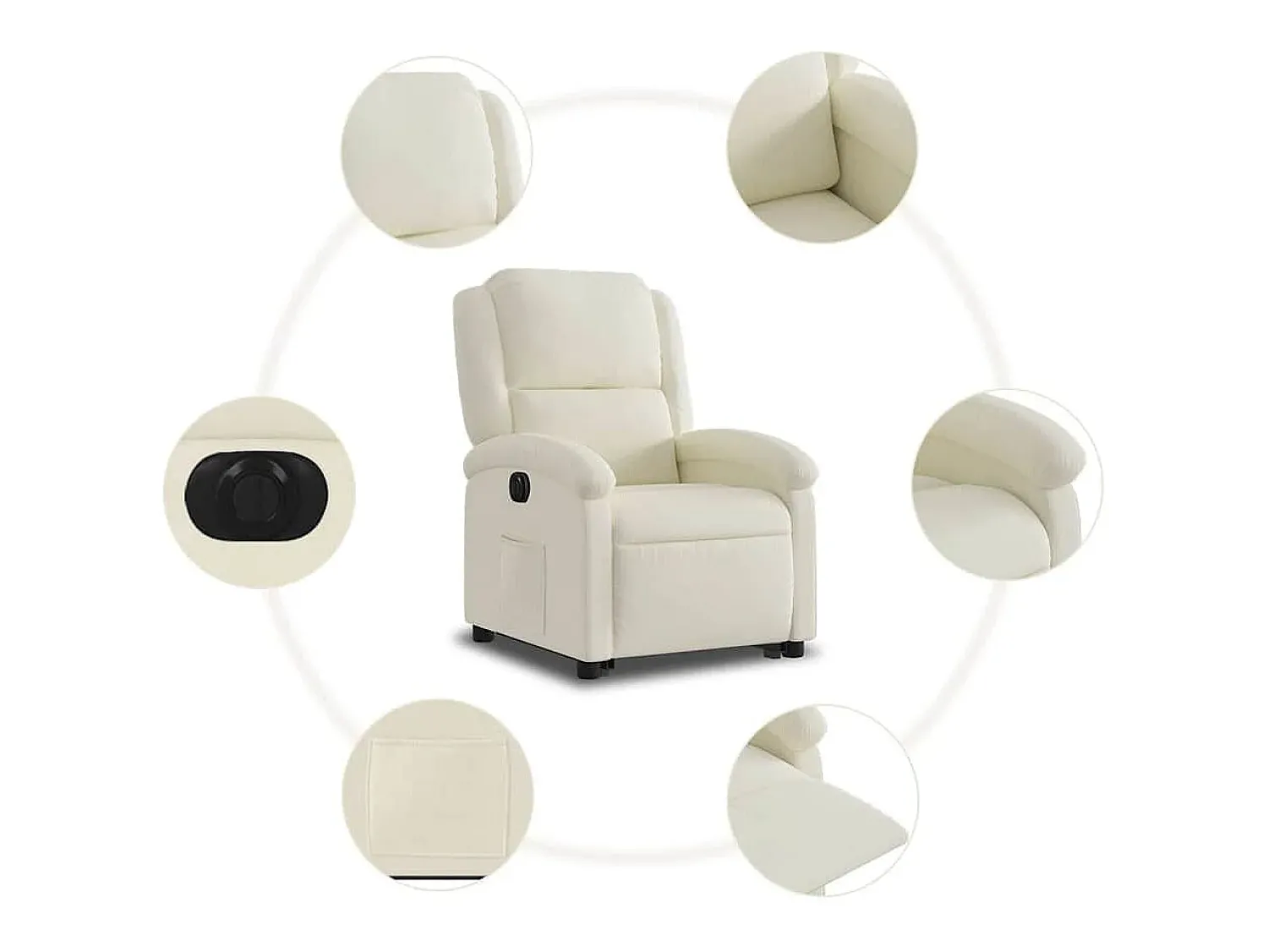 Poltrona* Poltrona Confortável | Poltrona reclinável elevatória elétrica veludo SHL642510 Creme