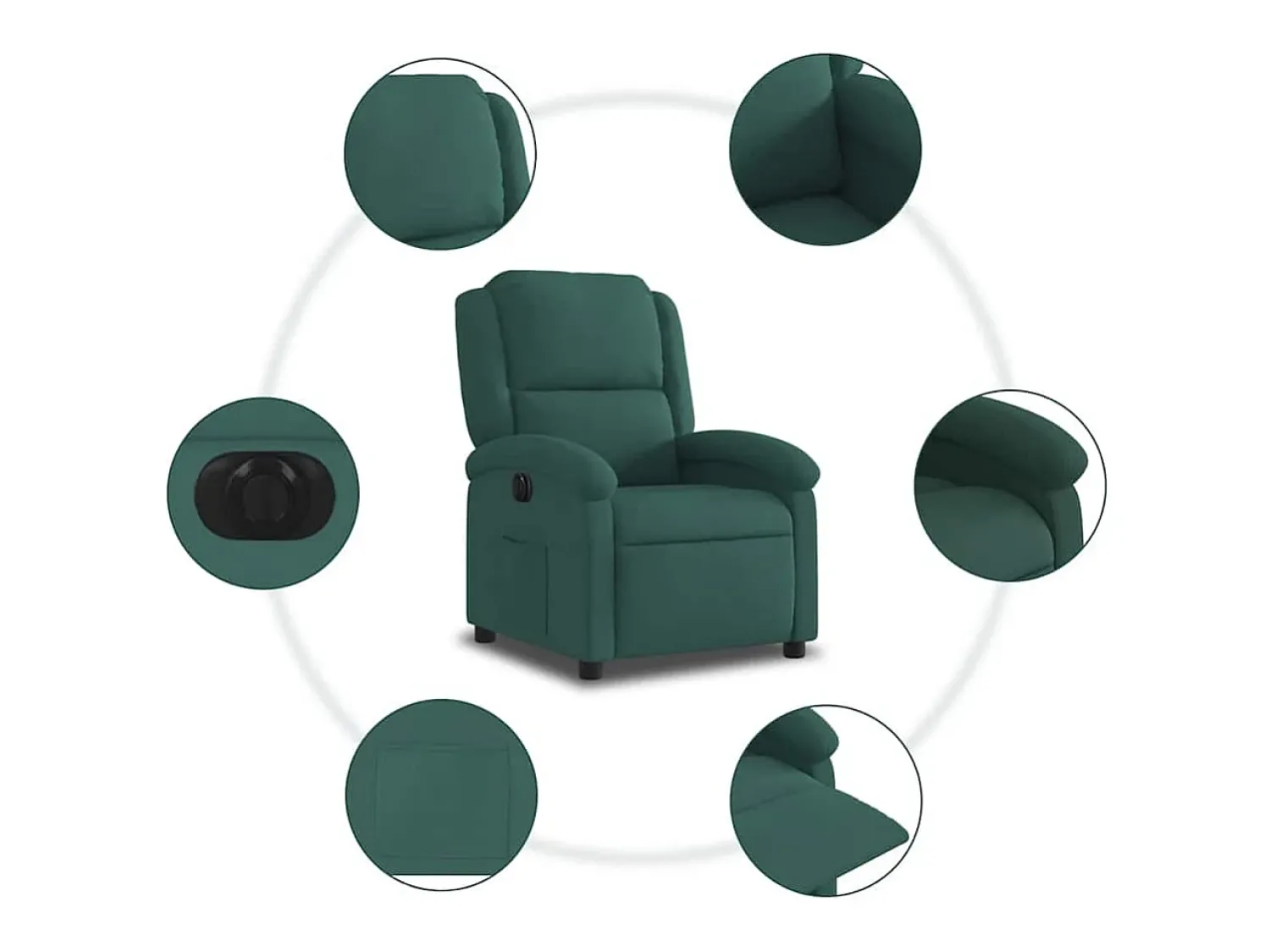 Sale Poltrona Confortável | Poltrona reclinável elétrica veludo verde-escuro SHL545363 Verde pinho
