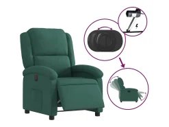 Sale Poltrona Confortável | Poltrona reclinável elétrica veludo verde-escuro SHL545363 Verde pinho