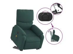 Poltrona* Poltrona Confortável | Poltrona reclinável elevatória de massagens tecido verde-escuro SHL798987 Verde pinho