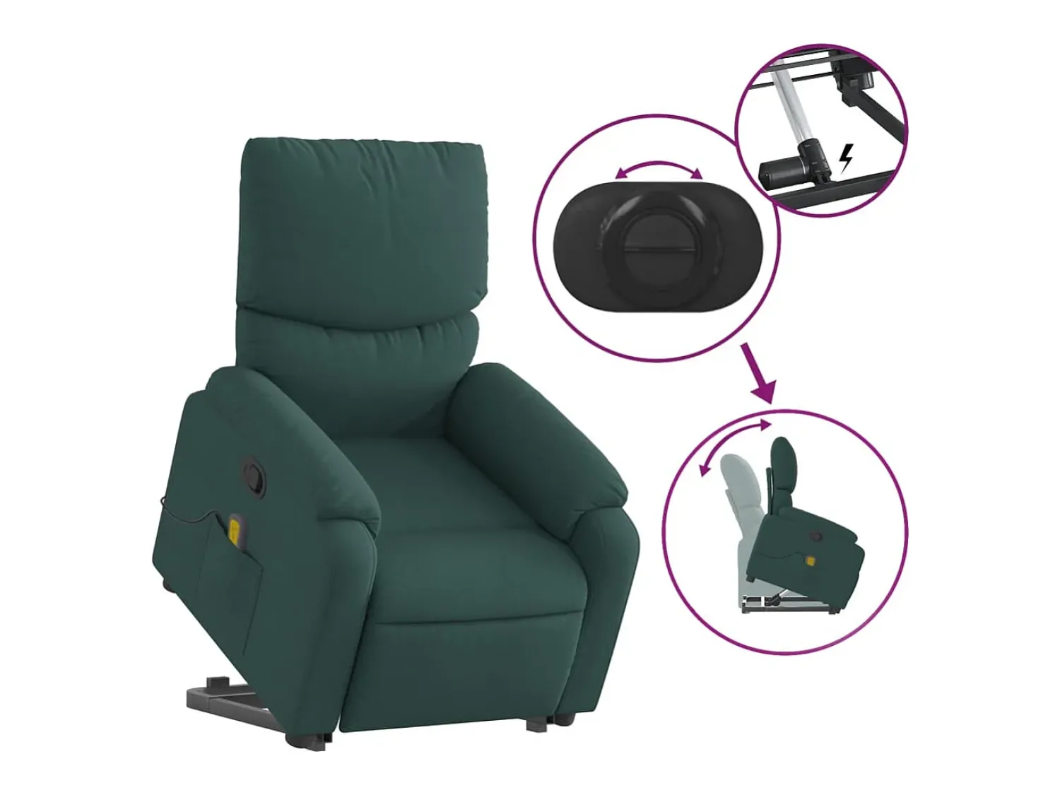 Poltrona* Poltrona Confortável | Poltrona reclinável elevatória de massagens tecido verde-escuro SHL798987 Verde pinho