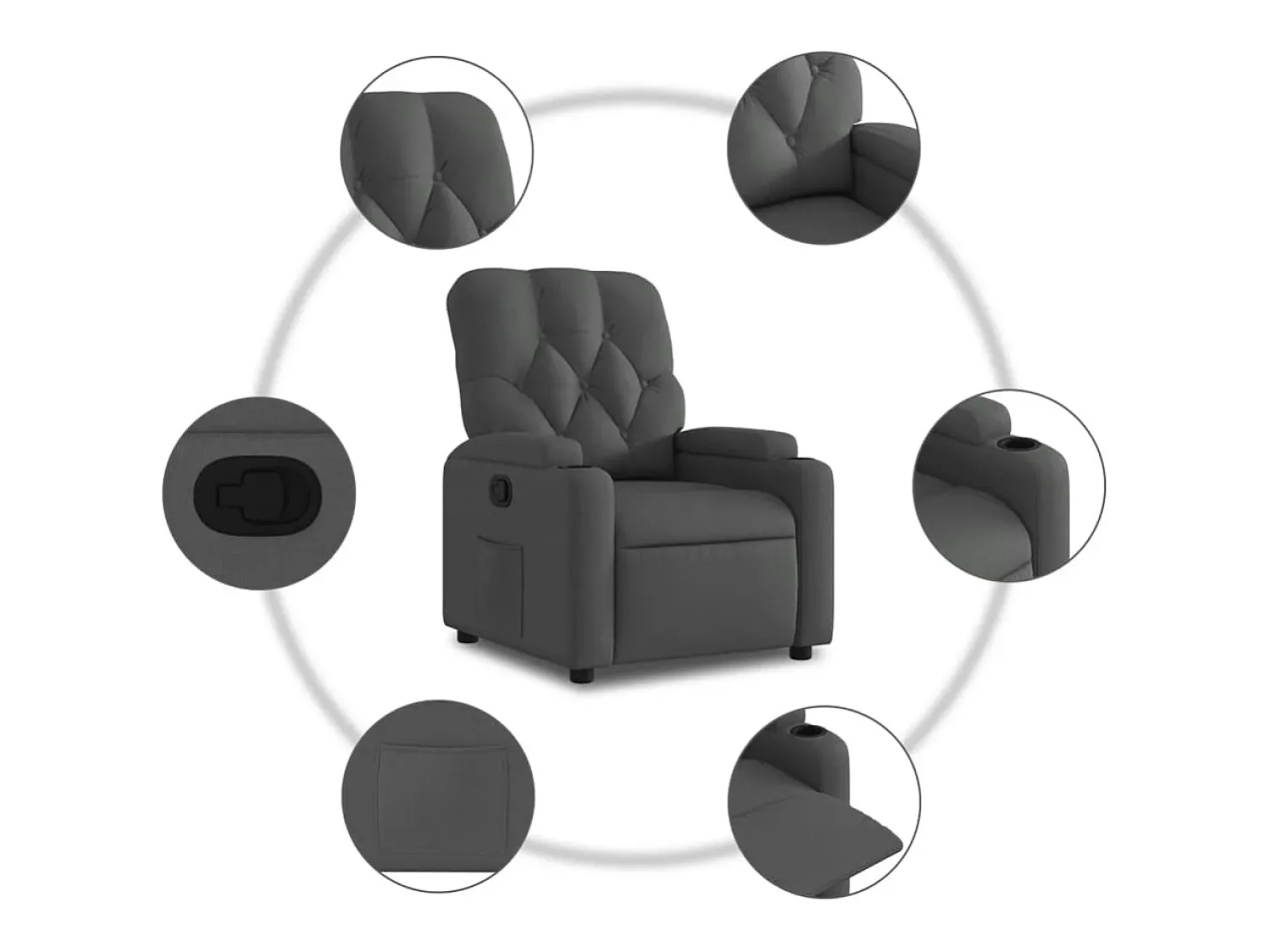 Best Poltrona Confortável | Poltrona reclinável em tecido cinza escuro SHL685727 Cinza antracite