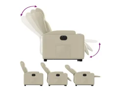 Discount Poltrona Confortável | Poltrona reclinável elevatória elétrica couro artificial SHL34626 Creme
