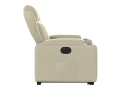 Discount Poltrona Confortável | Poltrona reclinável elevatória elétrica couro artificial SHL34626 Creme