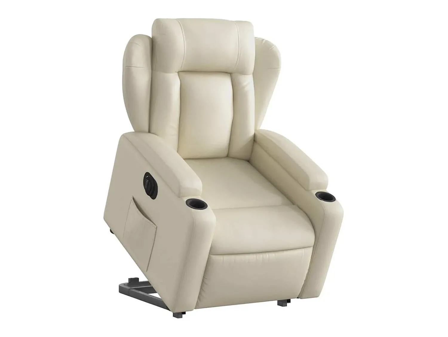 Discount Poltrona Confortável | Poltrona reclinável elevatória elétrica couro artificial SHL34626 Creme