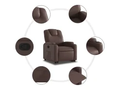 Poltrona* Poltrona Confortável | Poltrona reclinável elevatória couro artificial SHL491402 Castanho