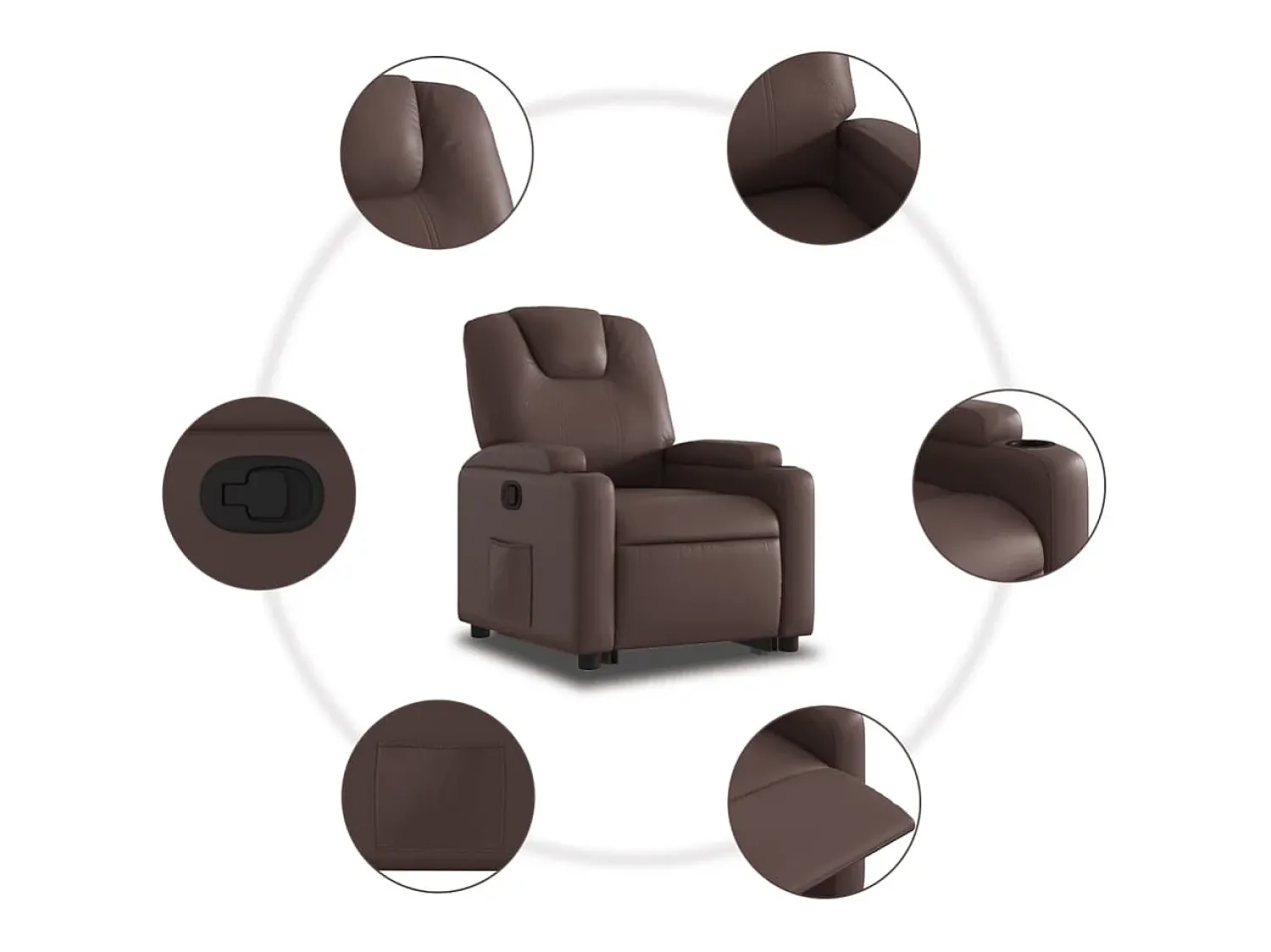 Poltrona* Poltrona Confortável | Poltrona reclinável elevatória couro artificial SHL491402 Castanho