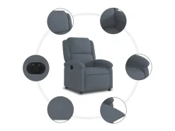 Poltrona* Poltrona Confortável | Poltrona reclinável elétrica veludo cinzento-escuro SHL185646 Cinza antracite