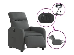 Poltrona Confortável | Poltrona reclinável elétrica tecido cinzento-escuro SHL536848^ Poltrona
