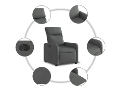 Poltrona Confortável | Poltrona reclinável elétrica tecido cinzento-escuro SHL536848^ Poltrona