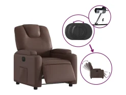 Best Poltrona Confortável | Poltrona reclinável elétrica couro artificial SHL774346 Castanho