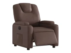 Best Poltrona Confortável | Poltrona reclinável elétrica couro artificial SHL774346 Castanho