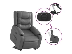 Poltrona| Poltrona Confortável | Poltrona reclinável elevatória couro artificial SHL769592 Cinzento