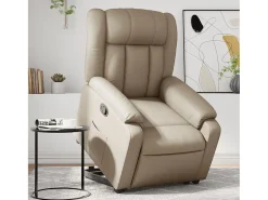 Poltrona| Poltrona Confortável | Poltrona reclinável elevatória couro artificial cor cappuccino SHL483286 Castanho
