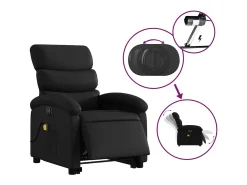 Poltrona| Poltrona Confortável | Poltrona reclinável elevatória elétrica couro artificial SHL840039 Preto