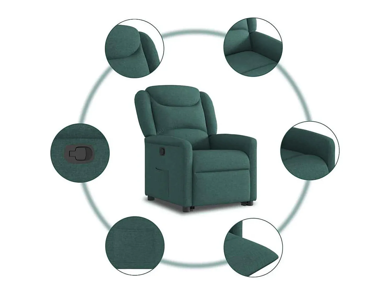Poltrona* Poltrona Confortável | Poltrona reclinável elevatória tecido verde-escuro SHL667653 Verde pinho