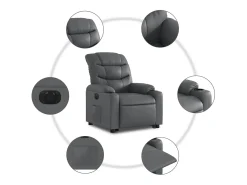 Clearance Poltrona Confortável | Poltrona reclinável elevatória elétrica couro artif. SHL148985 Cinzento