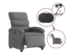 Poltrona Confortável | Poltrona reclinável elétrica tecido cinzento-escuro SHL545280^ Poltrona