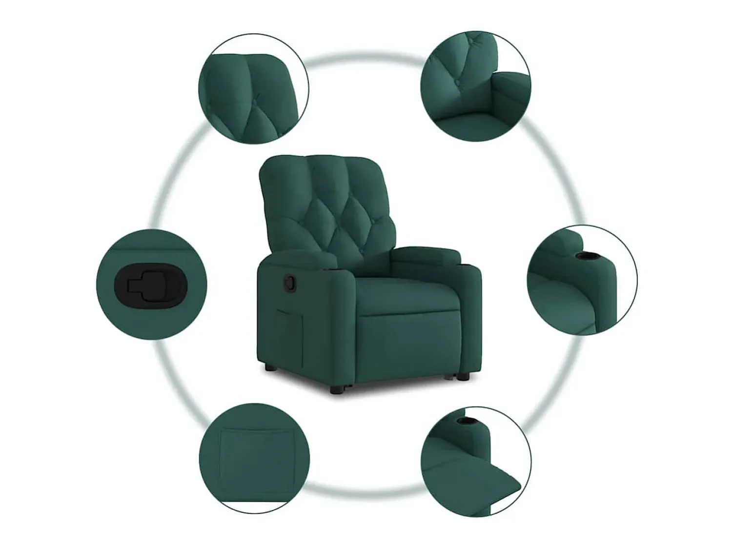 Best Poltrona Confortável | Poltrona reclinável elevatória tecido verde-escuro SHL436668 Verde pinho