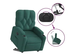 Best Poltrona Confortável | Poltrona reclinável elevatória tecido verde-escuro SHL436668 Verde pinho