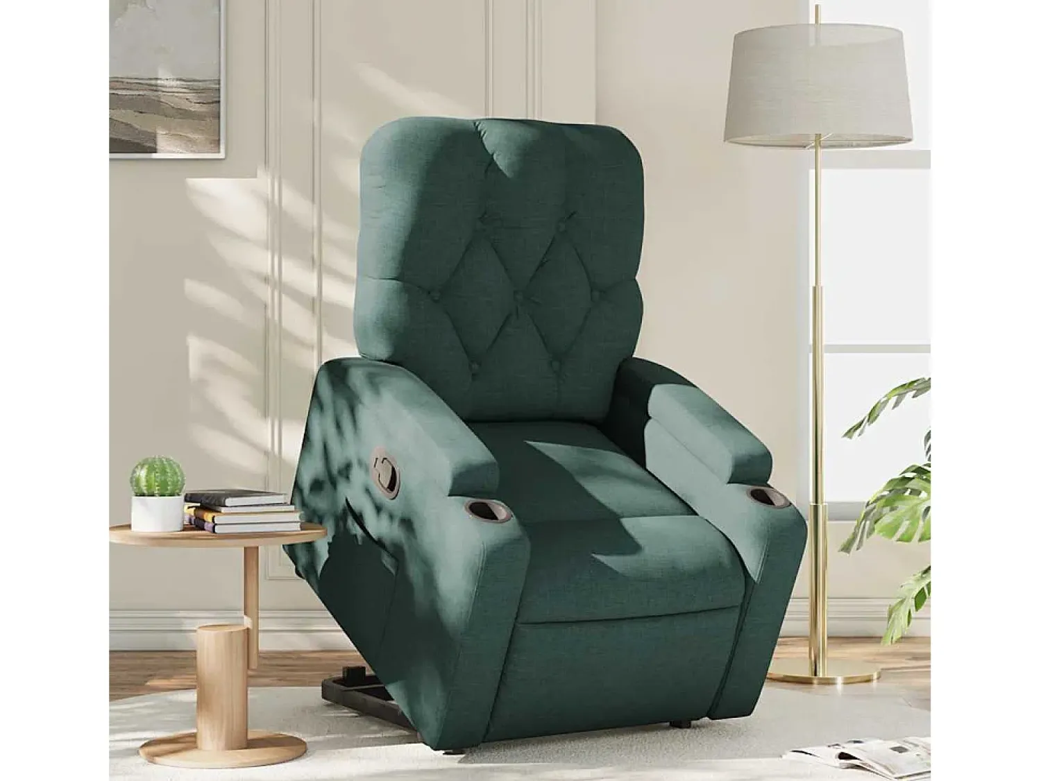 Best Poltrona Confortável | Poltrona reclinável elevatória tecido verde-escuro SHL436668 Verde pinho