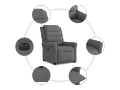 Poltrona Confortável | Poltrona reclinável elétrica tecido cinzento-escuro SHL495179^ Poltrona