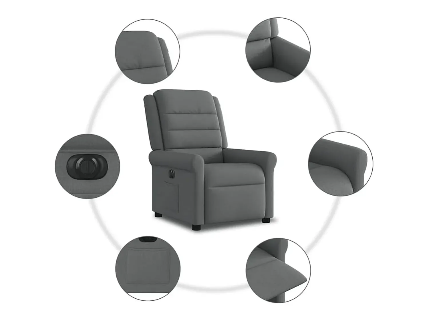 Poltrona Confortável | Poltrona reclinável elétrica tecido cinzento-escuro SHL495179^ Poltrona