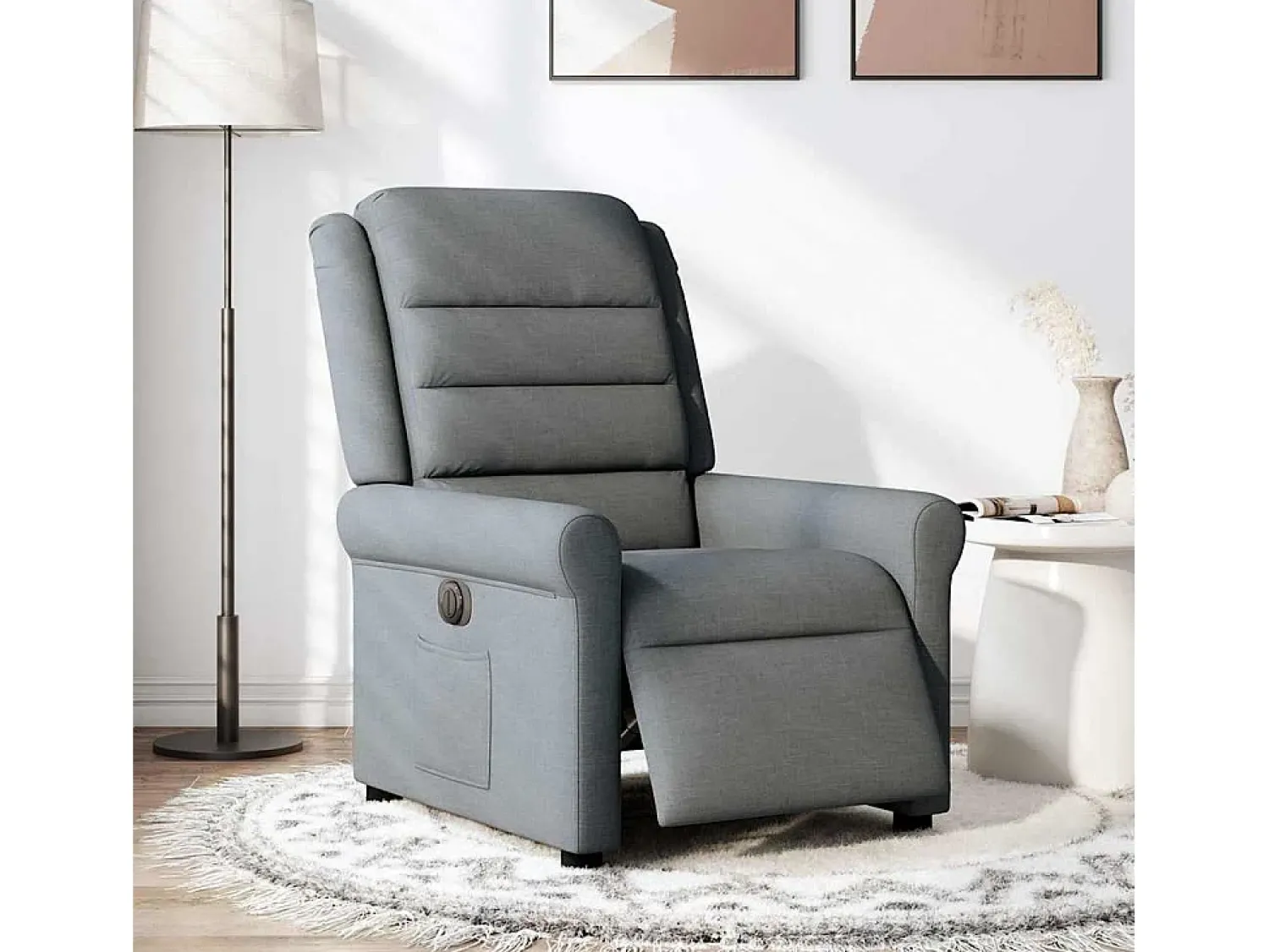 Poltrona Confortável | Poltrona reclinável elétrica tecido cinzento-escuro SHL495179^ Poltrona