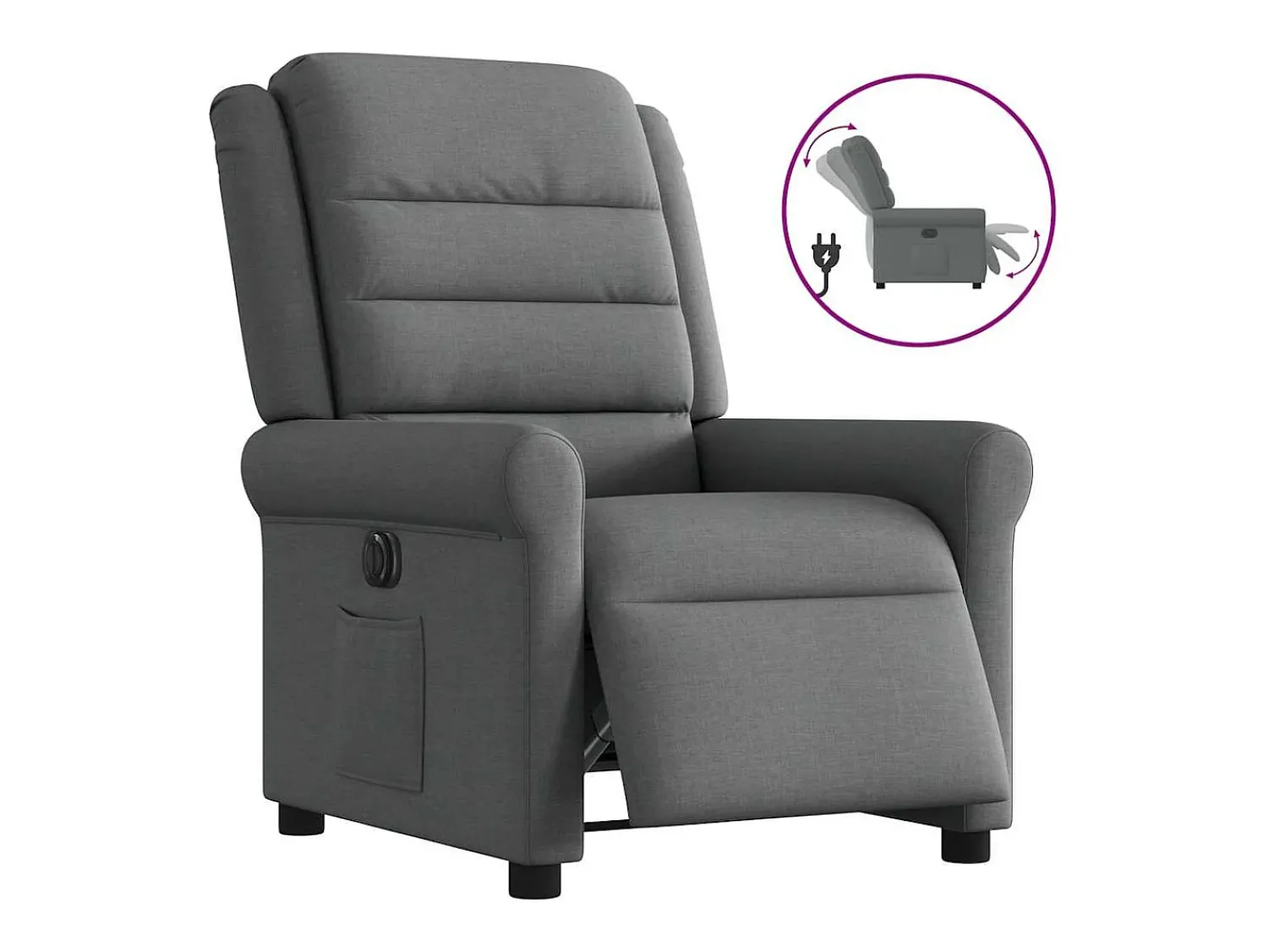 Poltrona Confortável | Poltrona reclinável elétrica tecido cinzento-escuro SHL495179^ Poltrona